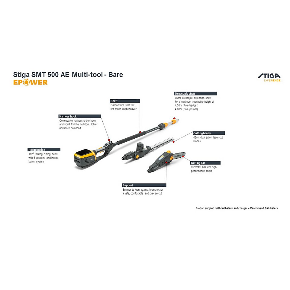 Stiga SMT 500 AE Cordless MultiTool Hedge Cutter/Trimmer (Bare Tool