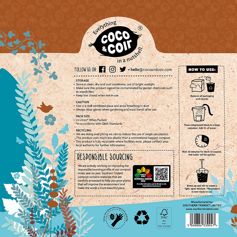 Coco & Coir Coco Grow+ Seed & Cutting Compost + 20% Perlite - 15L