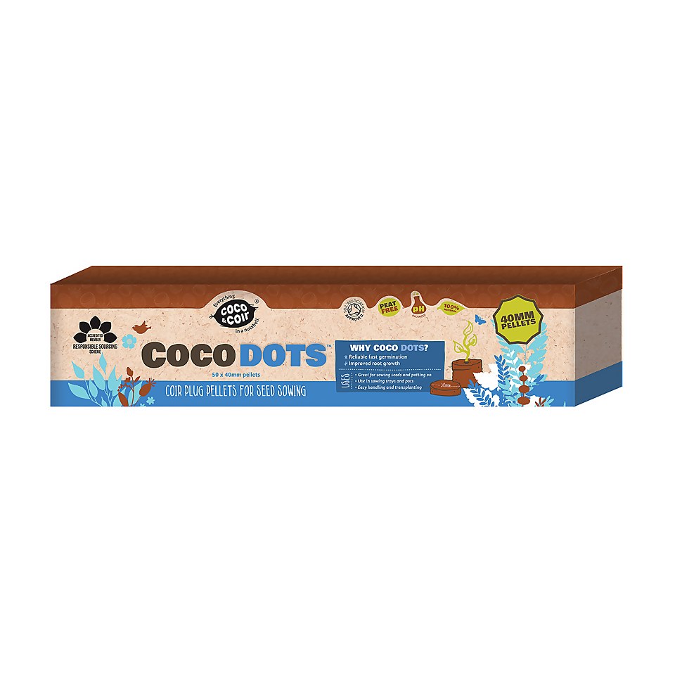 Coco & Coir Seed Germination Dots - Pack of 50x 40mm Pellets