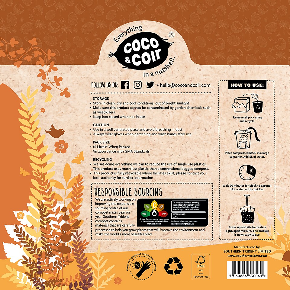 Coco & Coir Coco Boost All Purpose Compost with Added Nutrients - 15L