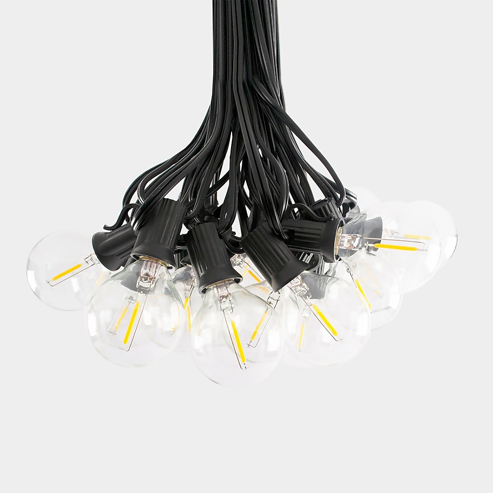 Falmouth USB Solar Festoon Lights (set of 25 glass bulbs)