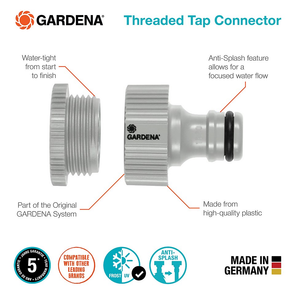 GARDENA Threaded Tap Hose Pipe Connector