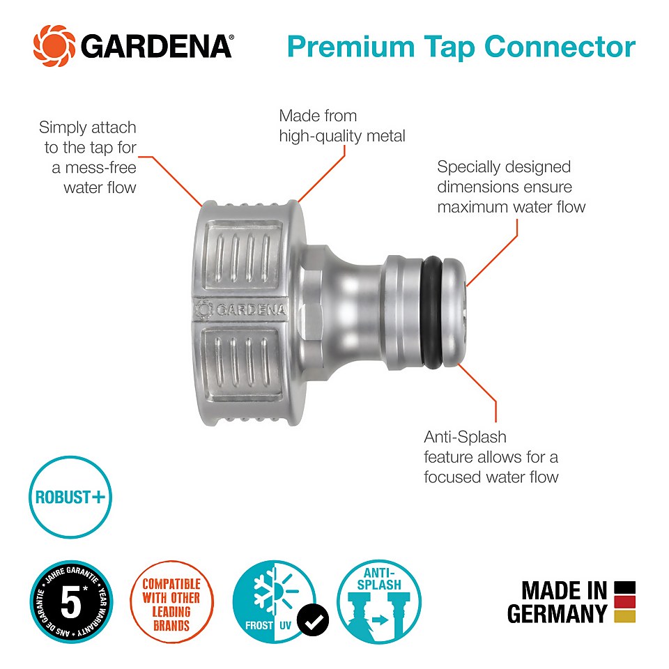 GARDENA Premium Tap Hose Pipe Connector