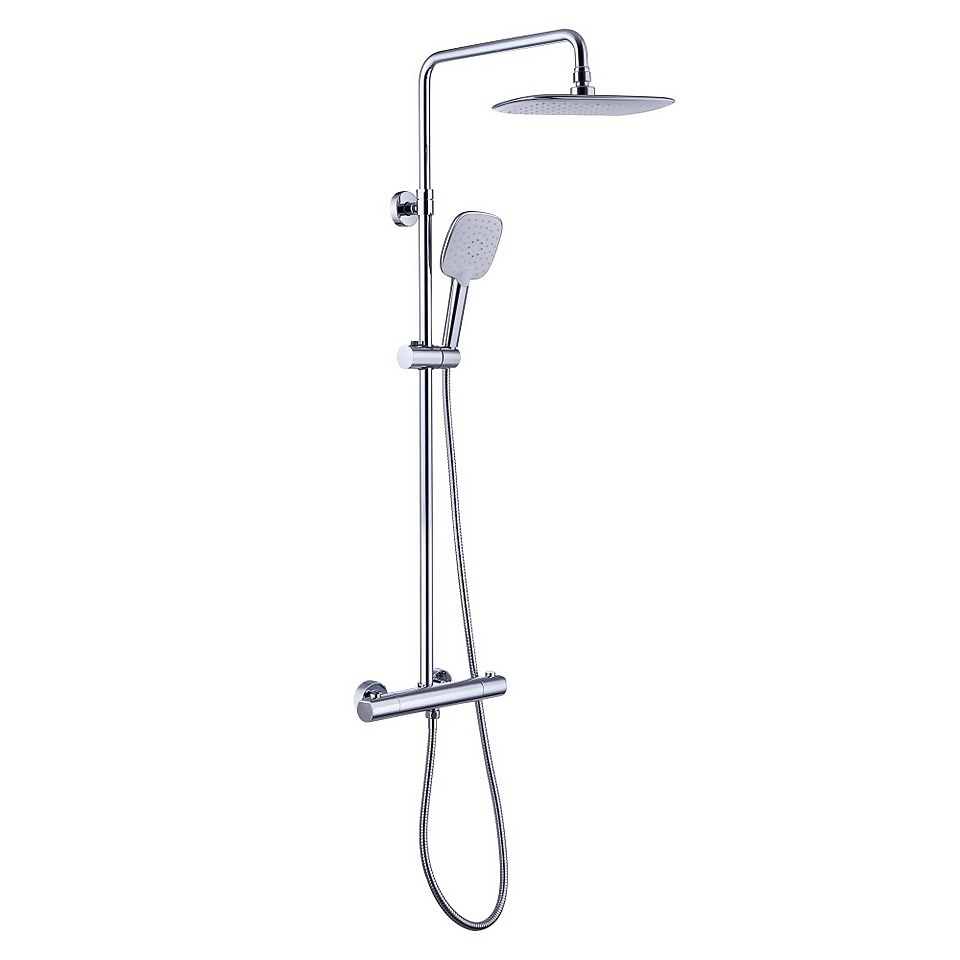Hunsdon Thermostatic Valve, Square Overhead and Hand Shower Chrome