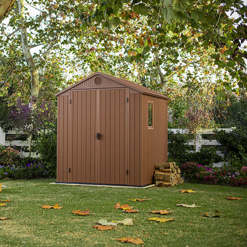 Keter Darwin Outdoor Apex Garden Storage Shed 6ft x 6ft - Brown