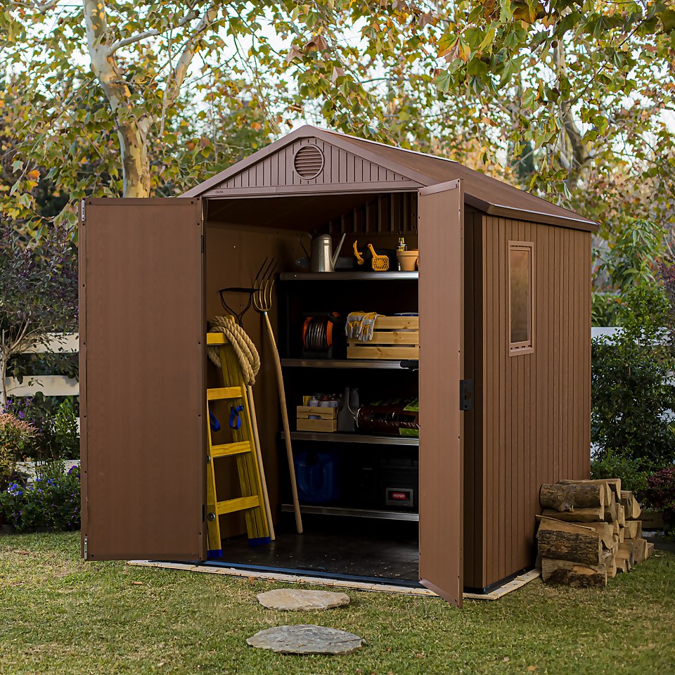 Keter Darwin Outdoor Apex Garden Storage Shed 6ft x 6ft - Brown
