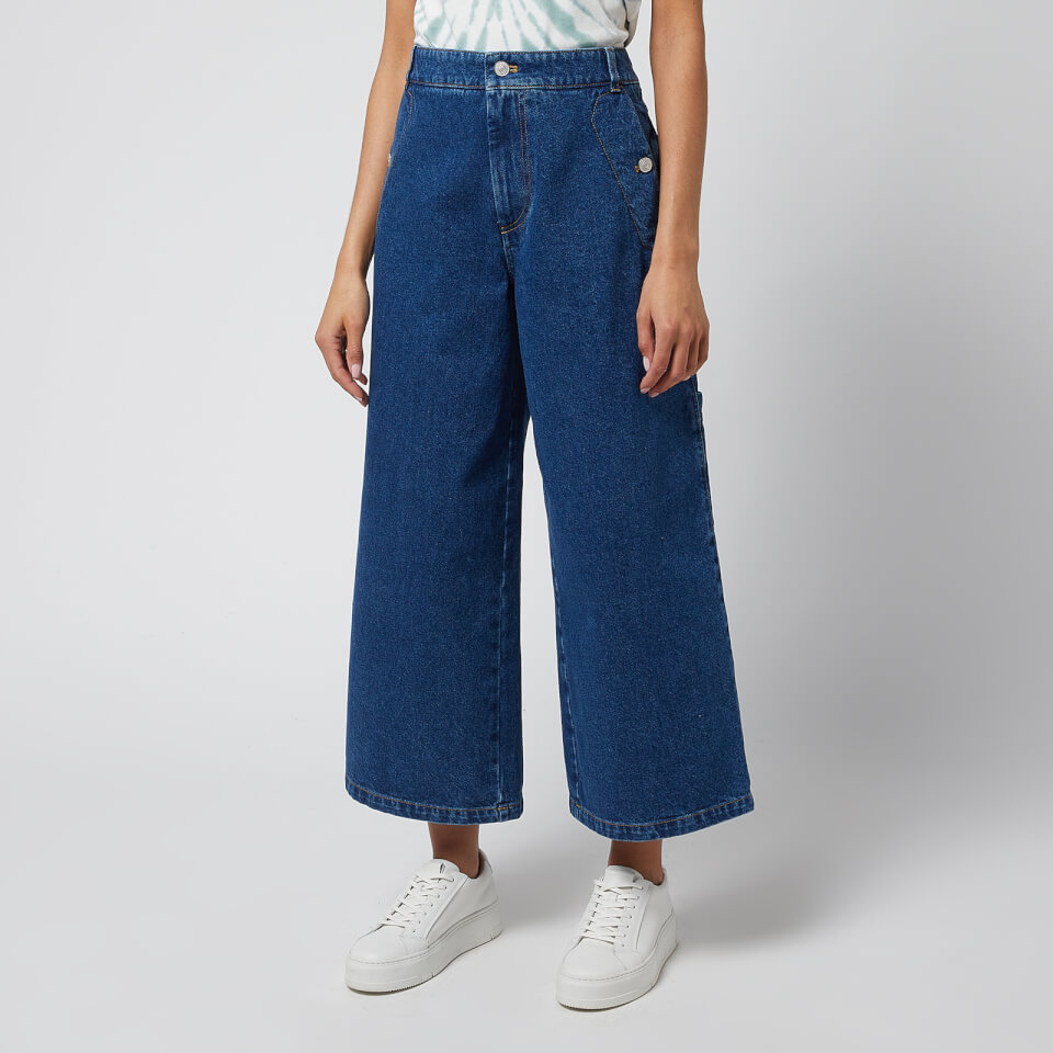 KENZO Women's Culotte Cropped Denim Pant - Navy Blue - UK 6 | Coggles
