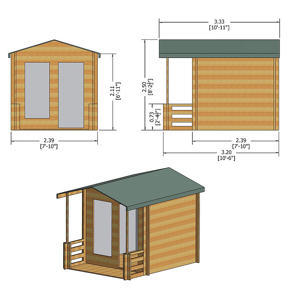 Shire 8 x 8ft Maulden Log Cabin - Including Installation
