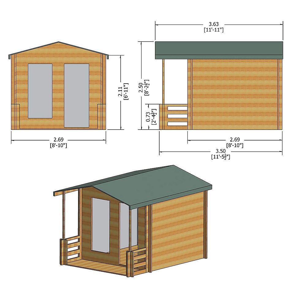 Shire 9 x 9ft Maulden Log Cabin - Including Installation