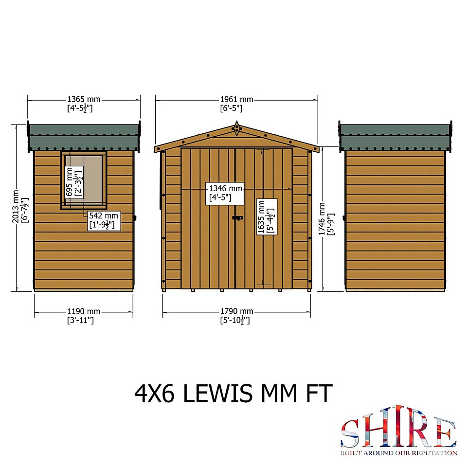 Shire 4 x 6ft Lewis Garden Shed