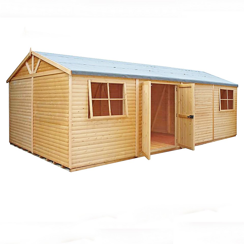 Shire 12 x 24ft Mammoth Double Door Garden Shed - Including Installation