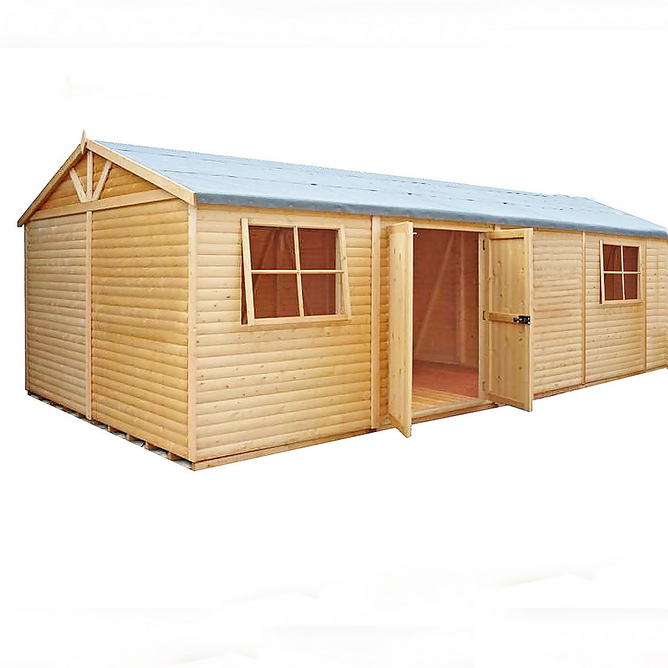 Shire 12 x 30ft Mammoth Double Door Garden Shed - Including Installation