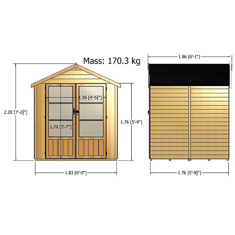 Shire 6 x 6ft Oatland Double Door Summerhouse - Including Installation