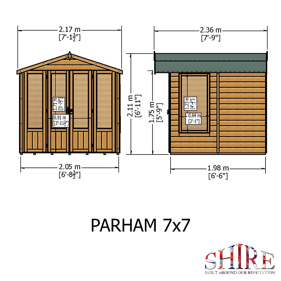 Shire 7 x 7ft Parham Double Door Summerhouse