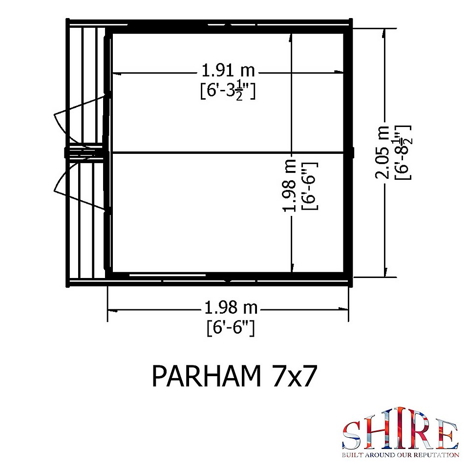 Shire 7 x 7ft Parham Double Door Summerhouse - Including Installation