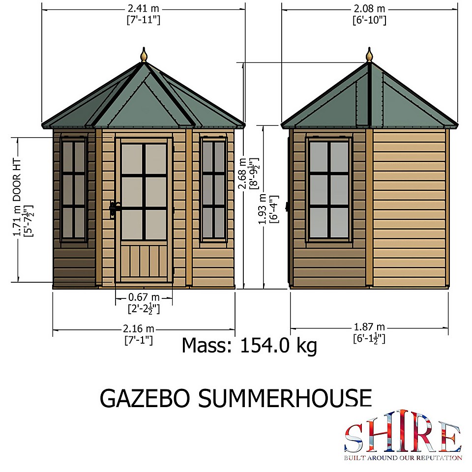 Shire 6 x 6ft Gazebo Summerhouse - Including Installation
