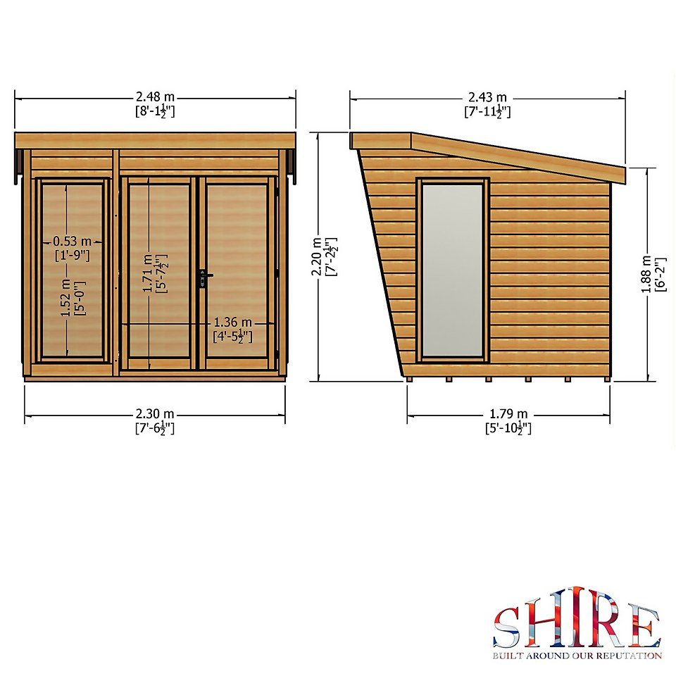 Shire 8 x 6ft Highclere Double Door Summerhouse