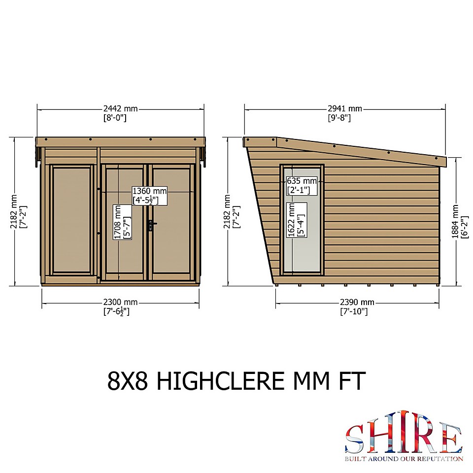 Shire 8 x 8ft Highclere Double Door Summerhouse