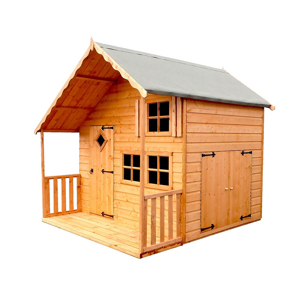 Shire 6 x 8ft Crib Kids Wooden Playhouse - Including Installation