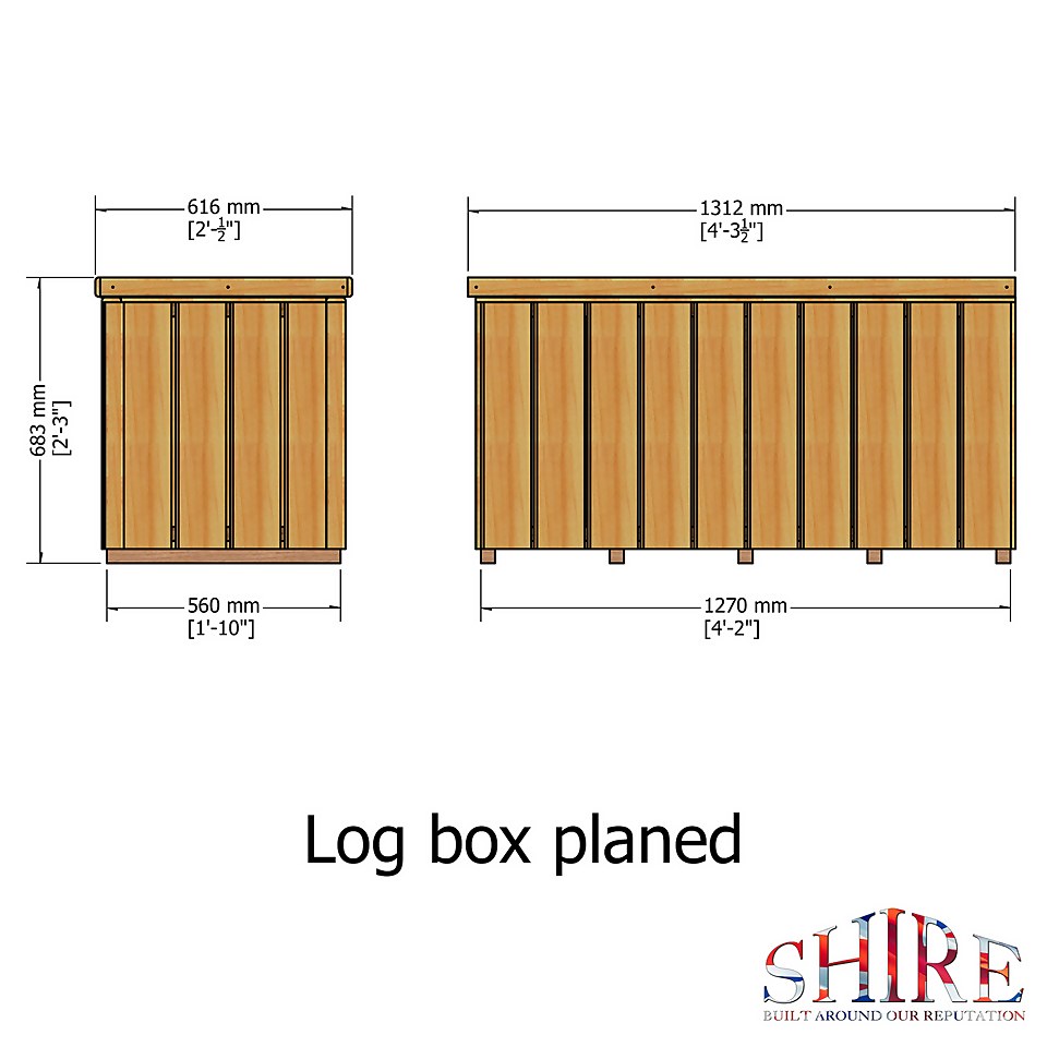Shire Planed Timber Garden Storage Box 4 x 2