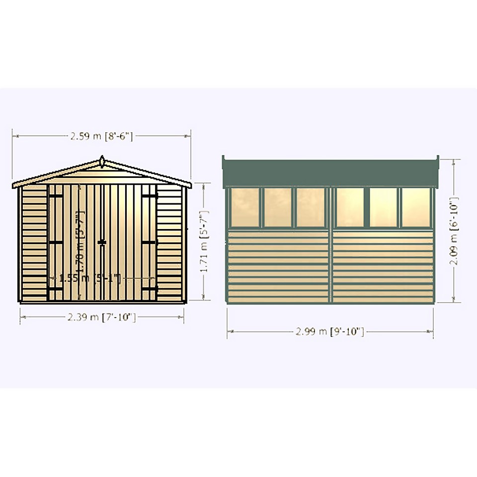 Shire 10x8ft Overlap Garden Shed - Including Installation
