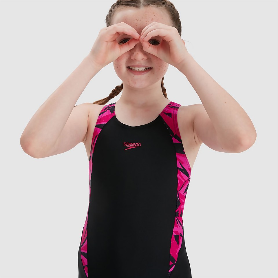 Girls' Hyperboom Splice Legsuit Black/Pink