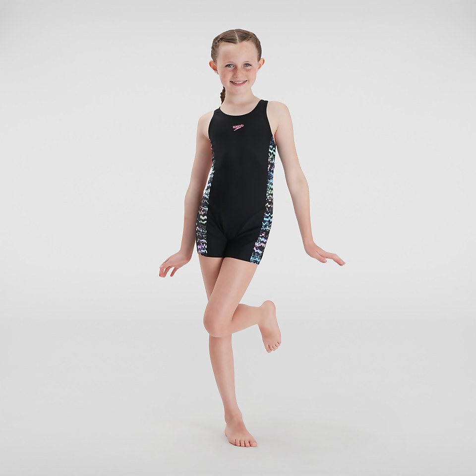Girls' Printed Panel Leaderback Legsuit Black/Blue
