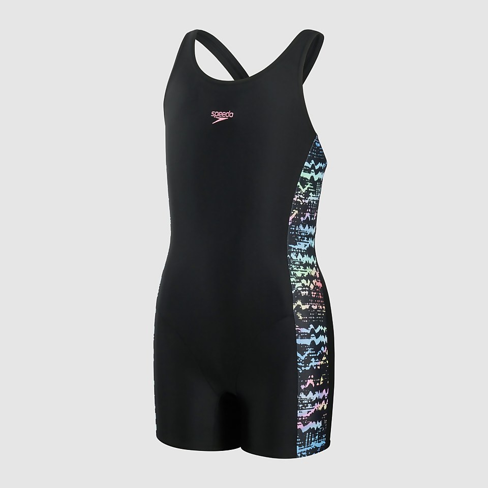 Girls' Printed Panel Leaderback Legsuit Black/Blue