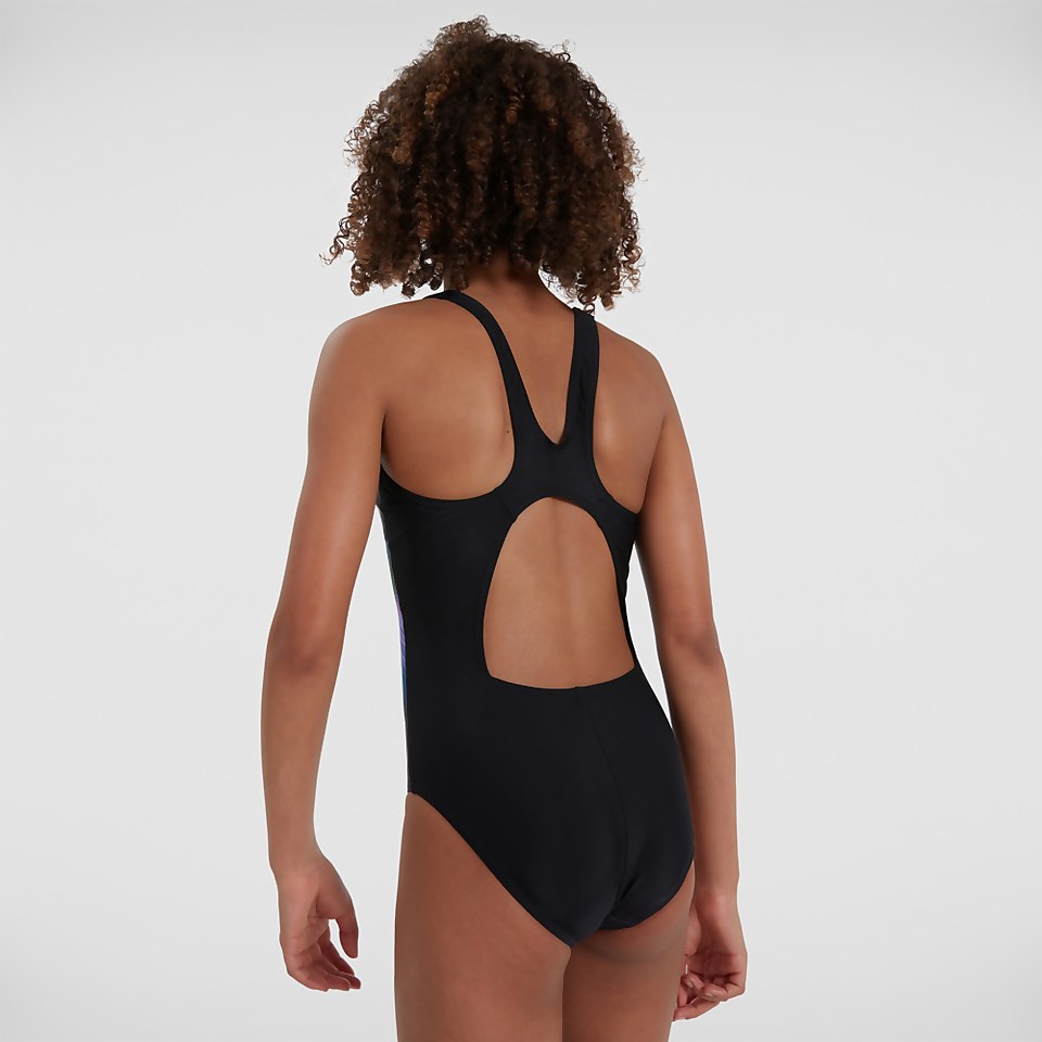 Girls' Digital Placement Pulseback Swimsuit Black/Purple