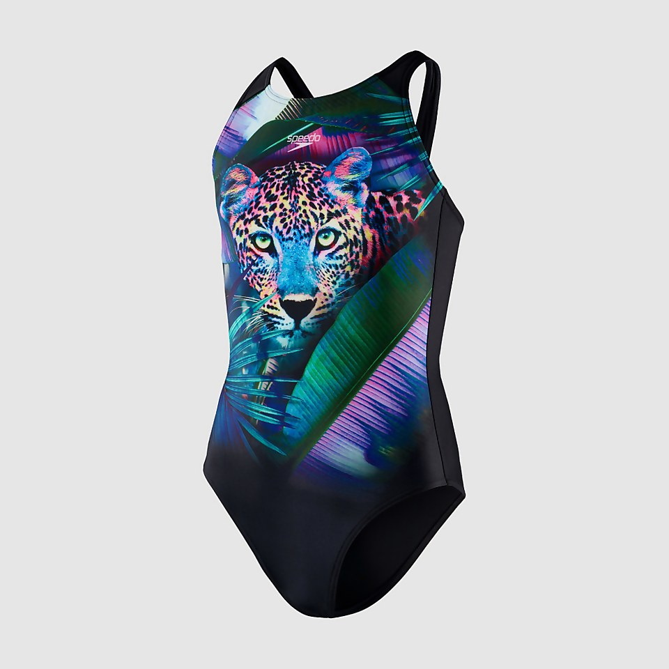Girls' Digital Placement Pulseback Swimsuit Black/Purple