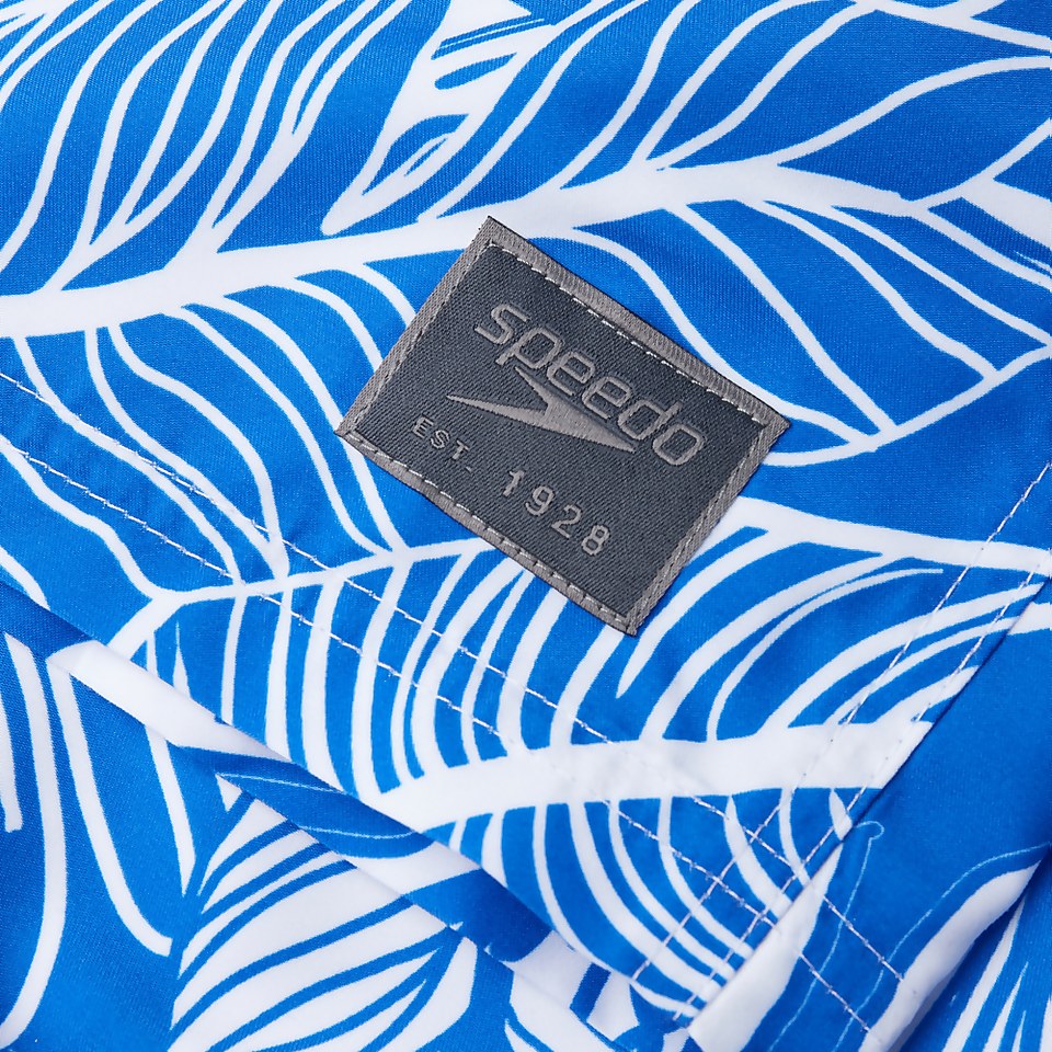 Men's Print Leisure 16" Swim Short Blue/White