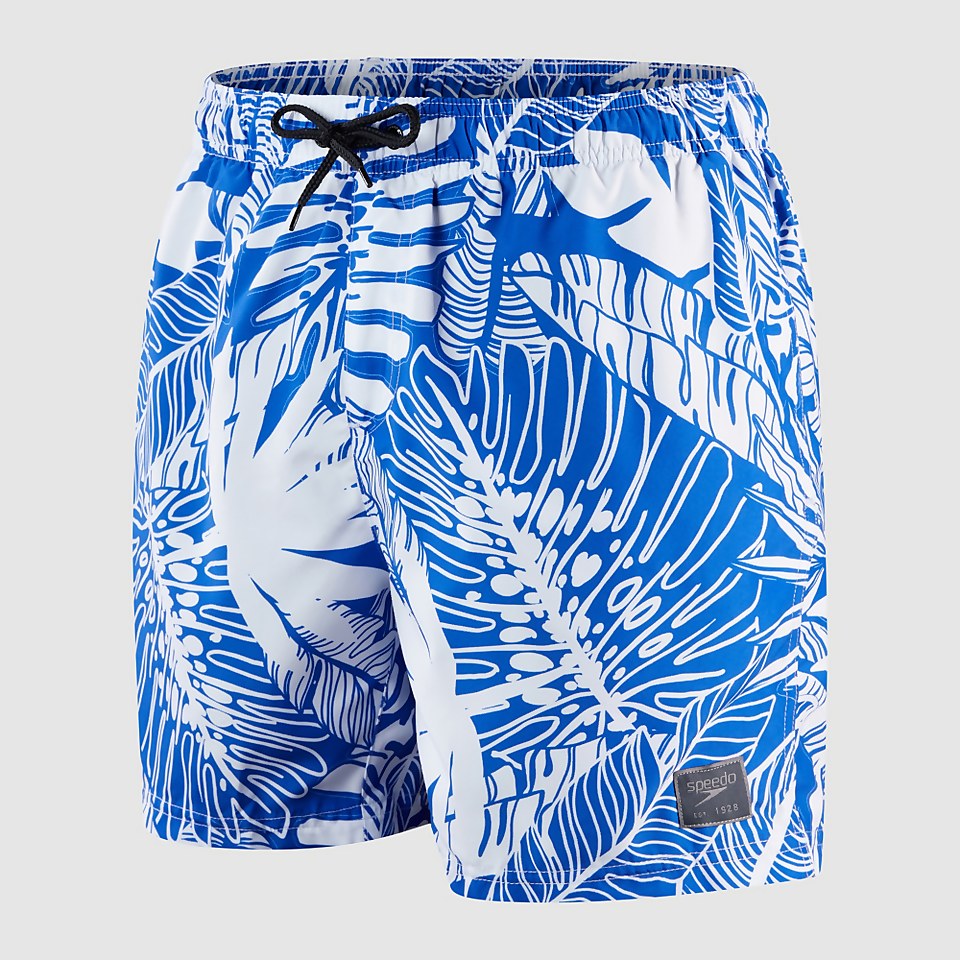 Men's Print Leisure 16" Swim Short Blue/White