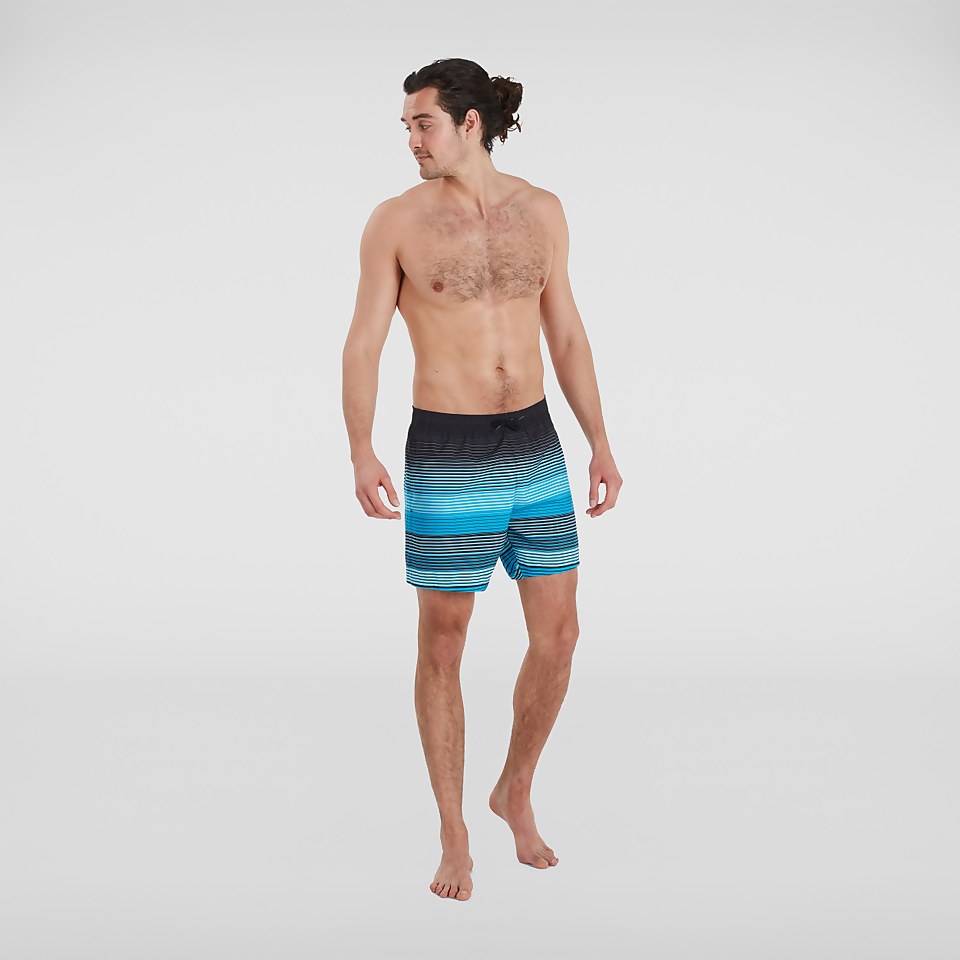 Men's Print Leisure 16" Swimshort Black/Blue