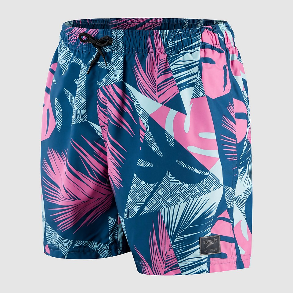 Men's Print Leisure 16" Swim Short Black/Green