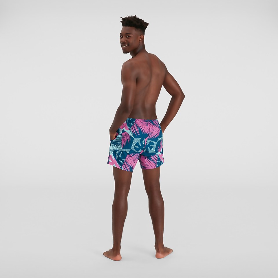 Men's Print Leisure 16" Swim Short Black/Green