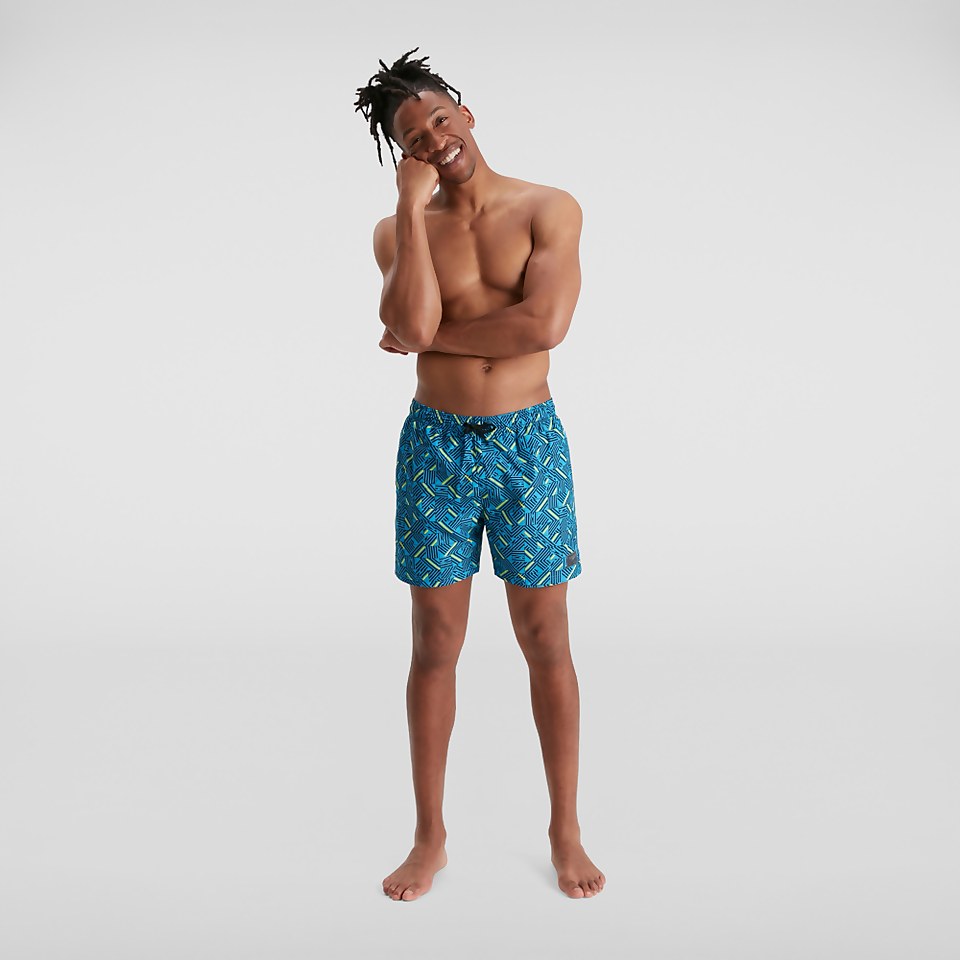 Men's Print Leisure 16" Swim Short Blue