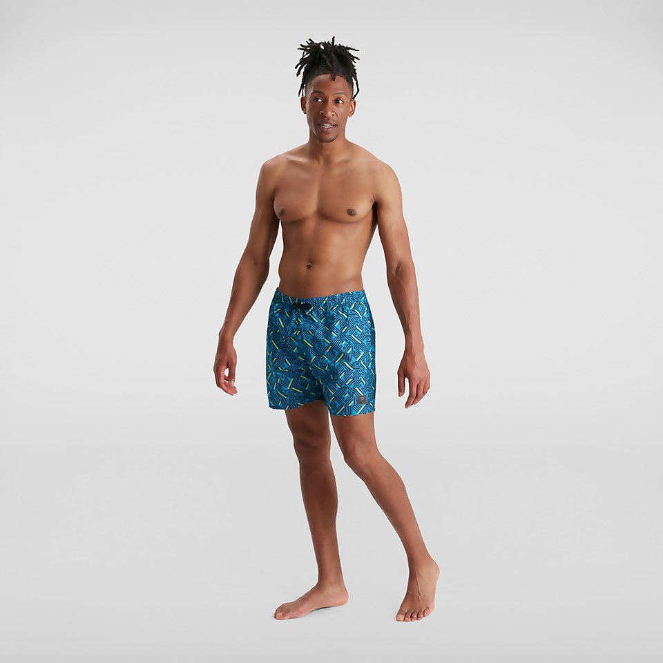 Men's Print Leisure 16" Swim Short Blue