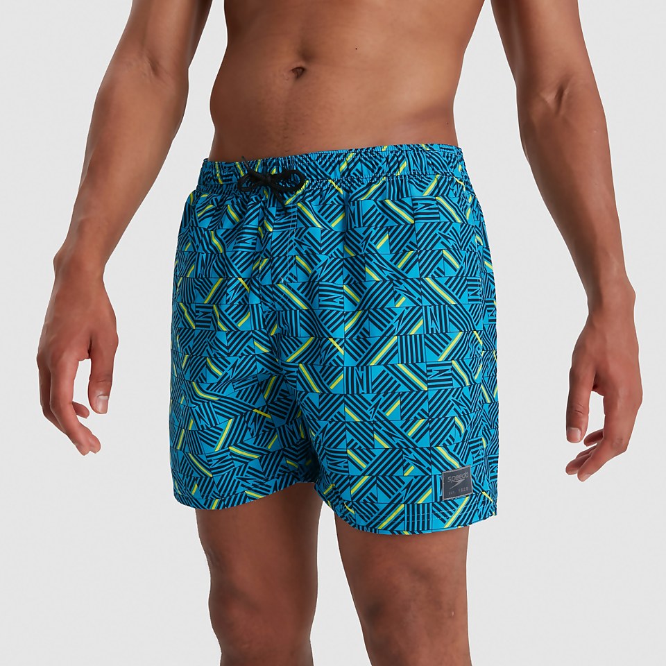 Men's Print Leisure 16" Swim Short Blue