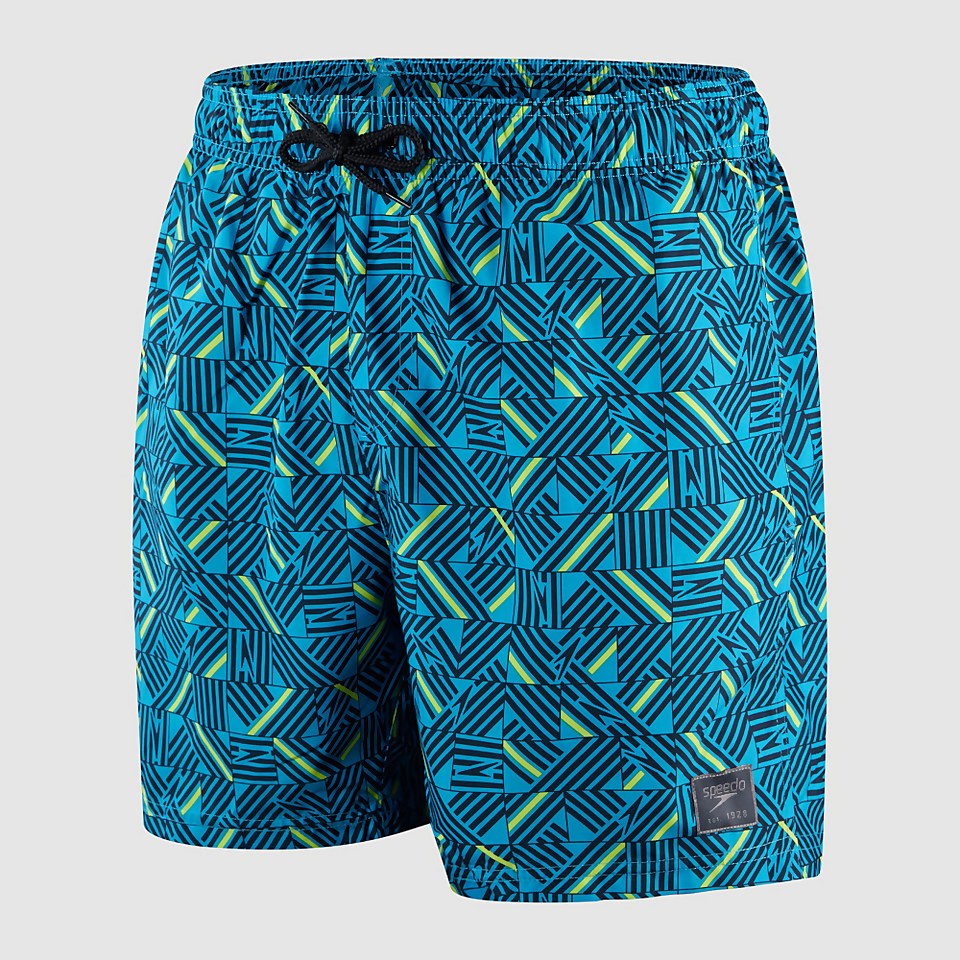 Men's Print Leisure 16" Swim Short Blue