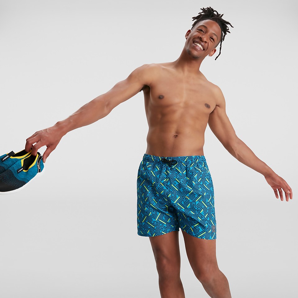 Men's Print Leisure 16" Swim Short Blue