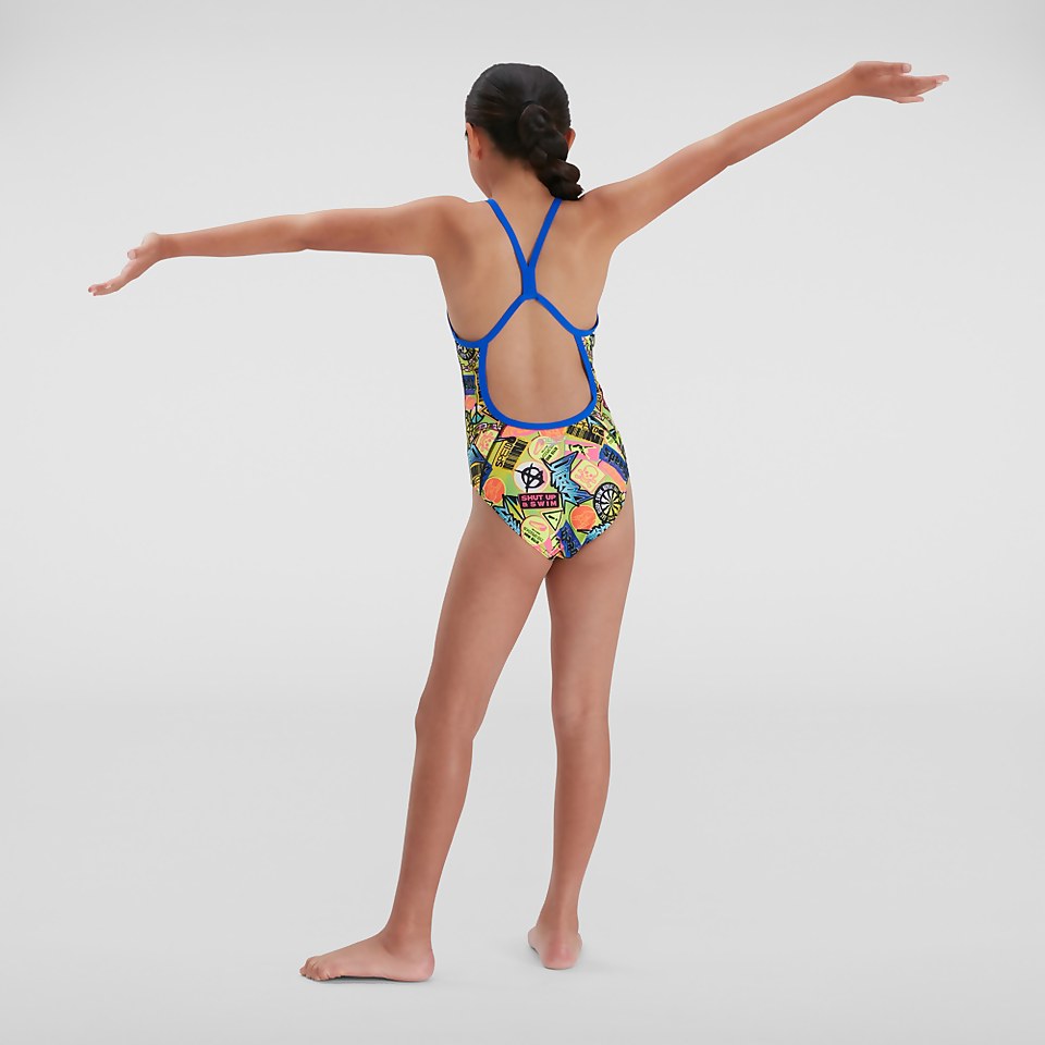 Mädchen Allover V-Back Badeanzug Grün