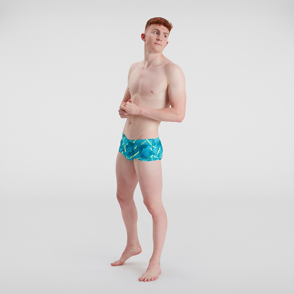 Herren Allover V-Cut 17 cm Badehose Blau