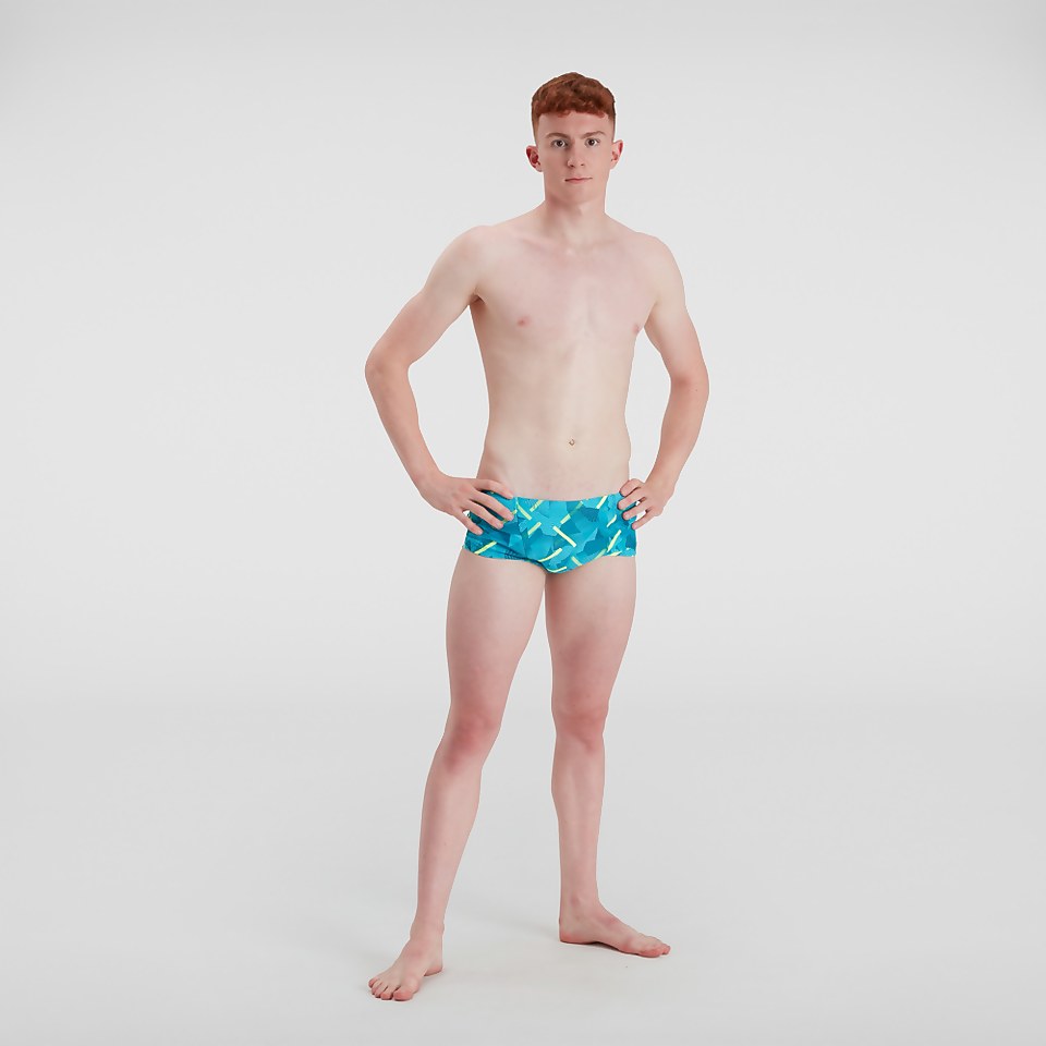 Herren Allover V-Cut 17 cm Badehose Blau