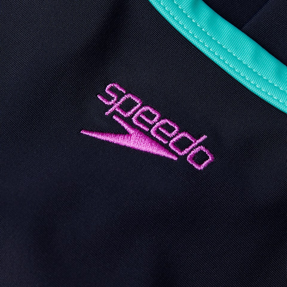 Mädchen Dive Thinstrap Muscleback Badeanzug Marineblau/Pink