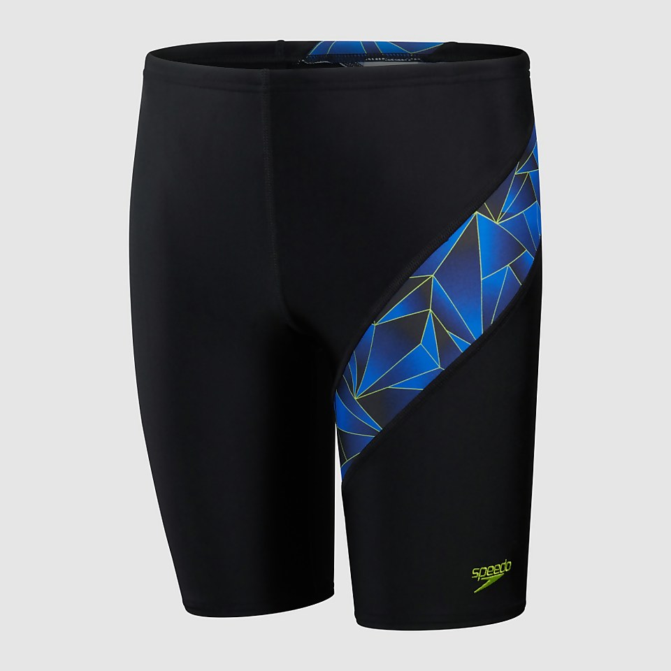 Jungen Digital Cross Panel Schwimmhose Blau/Schwarz