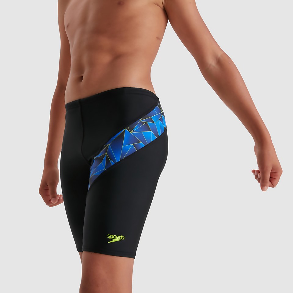 Jungen Digital Cross Panel Schwimmhose Blau/Schwarz