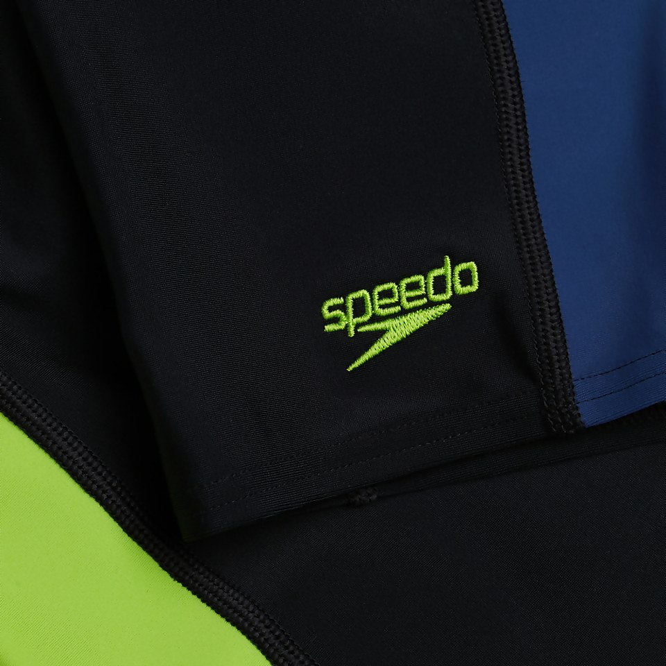Jungen Speedo Colourblock langärmeliges Top & Short Schwarz/Blau