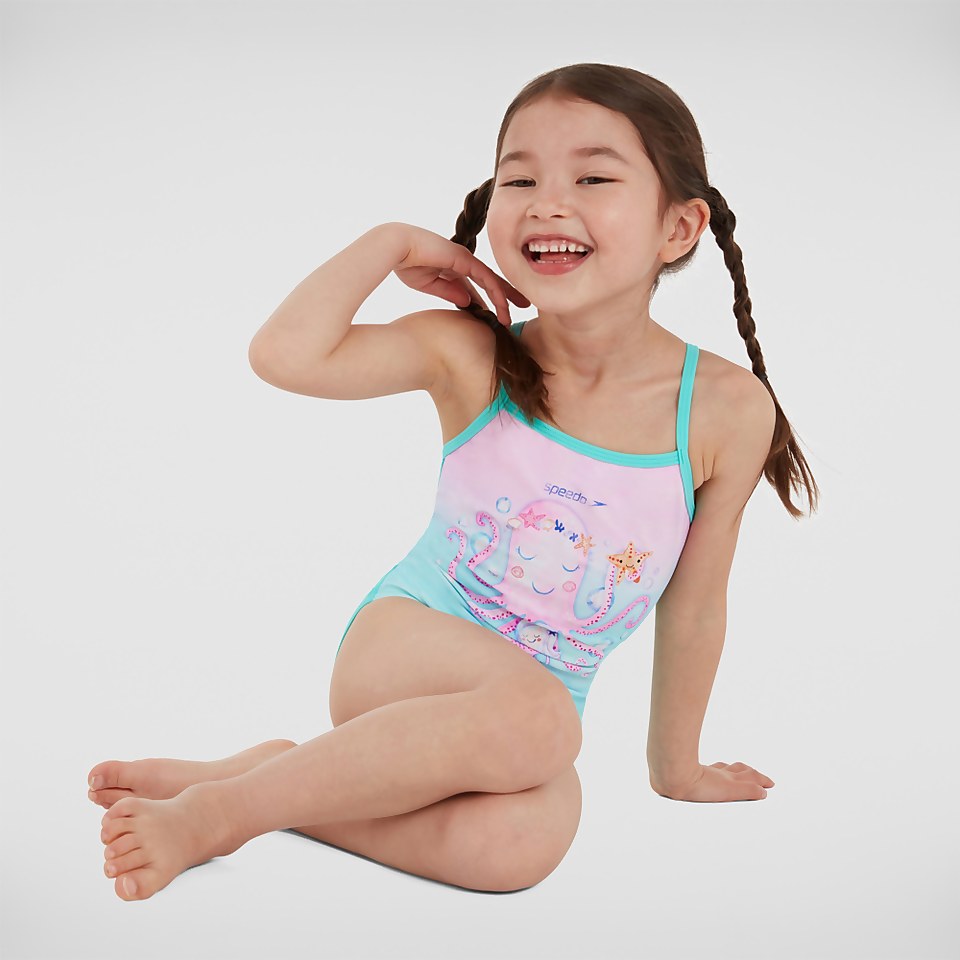 Maillot de bain Fille Thinstrap vert/rose