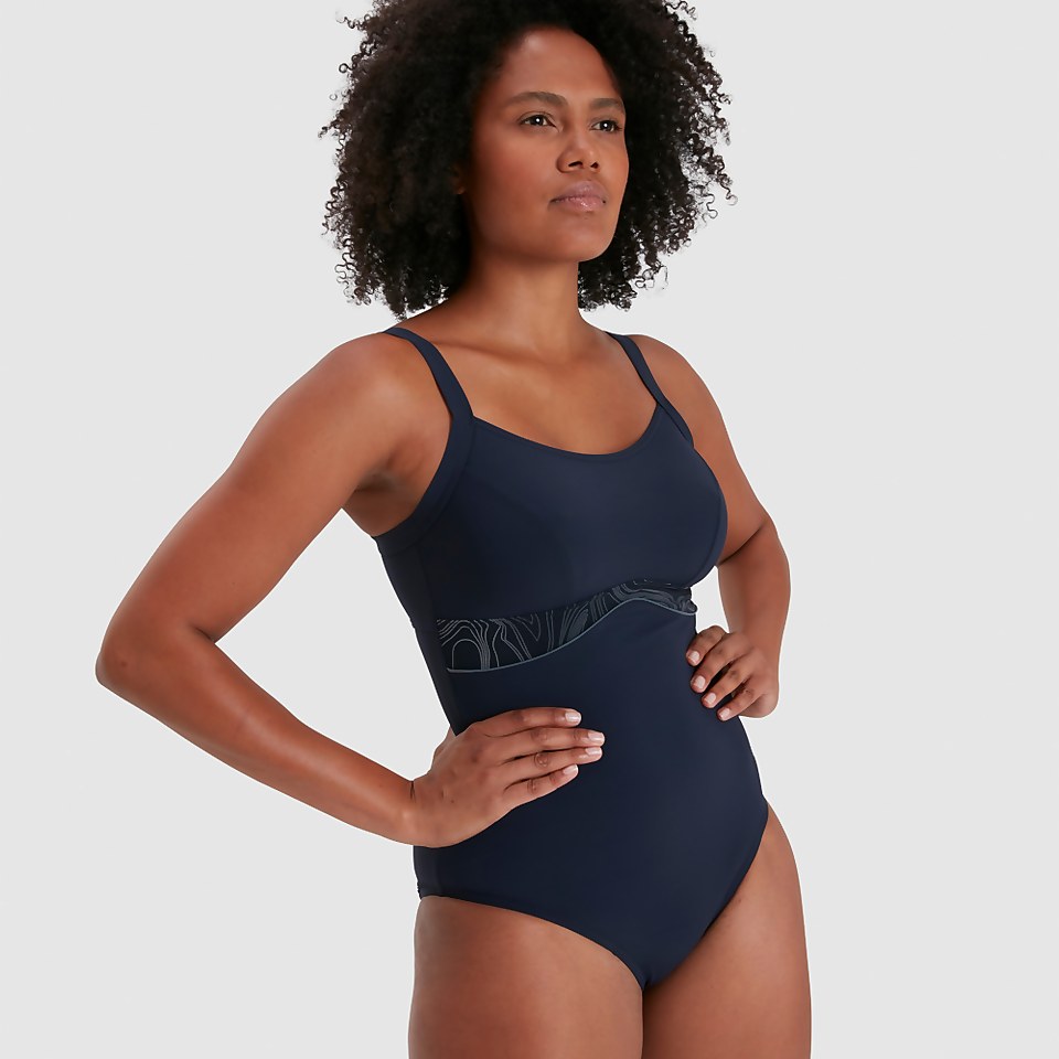 Maillot de bain Femme Salacia dos à clip bleu marine/gris