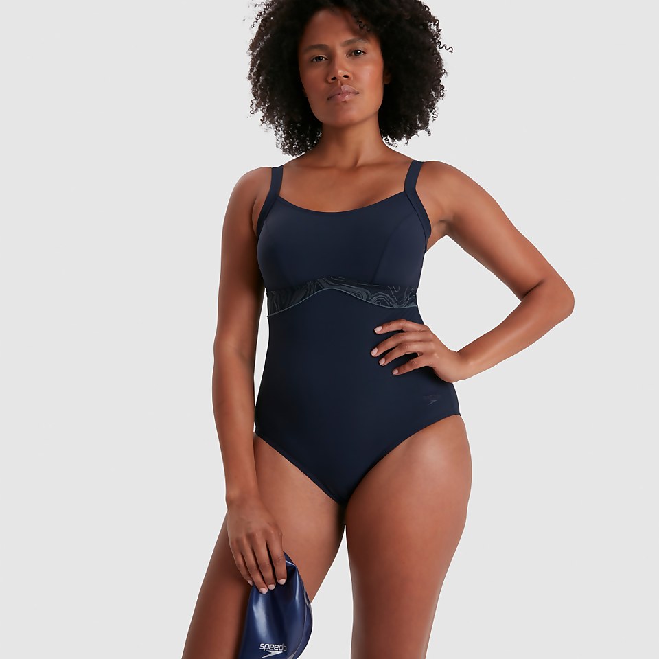Maillot de bain Femme Salacia dos à clip bleu marine/gris